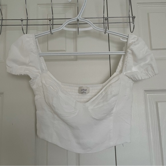 COPY - NWOT Aritzia Wilfred white novella cap sleeve bustier blouse(size XS) - Picture 2 of 6